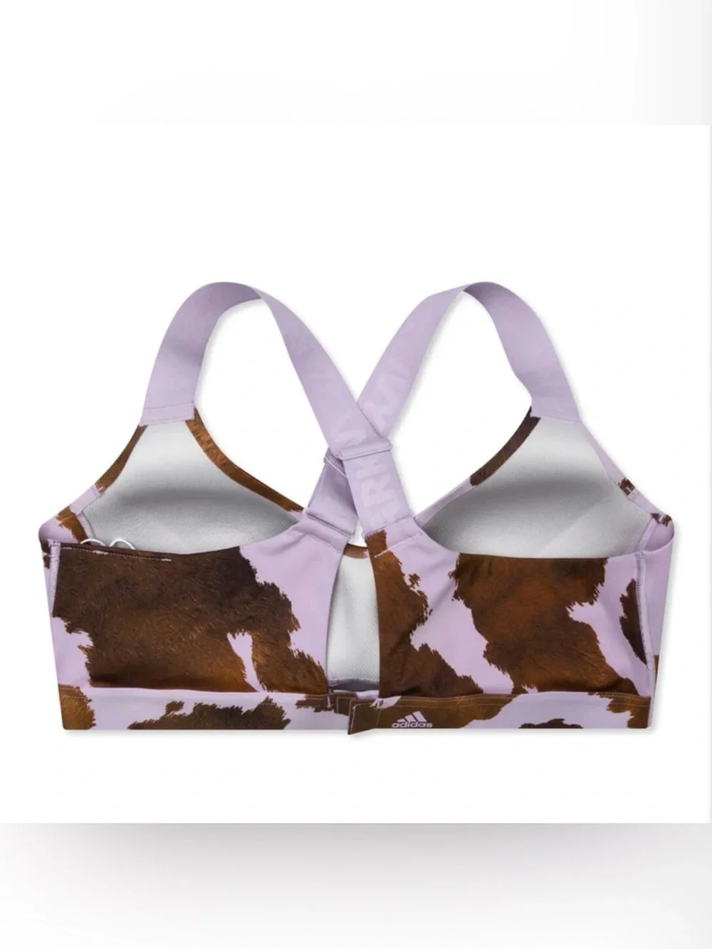 adidas Light Purple and Brown Cow-Print Sports Bra